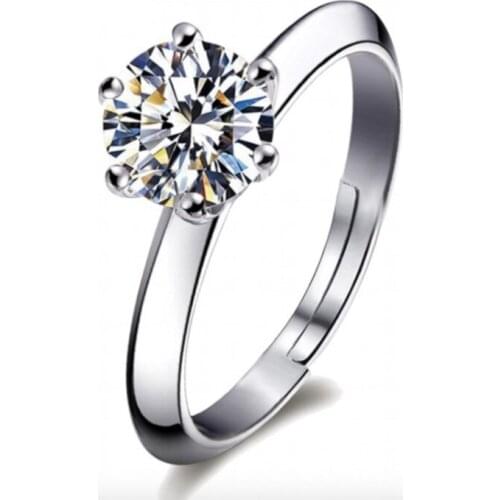 SPR2 925 Sterling Silver Sweet AAAAA Zircon Butterfly Love Flower Rings For Women Gift 17mm Adjustable Bague