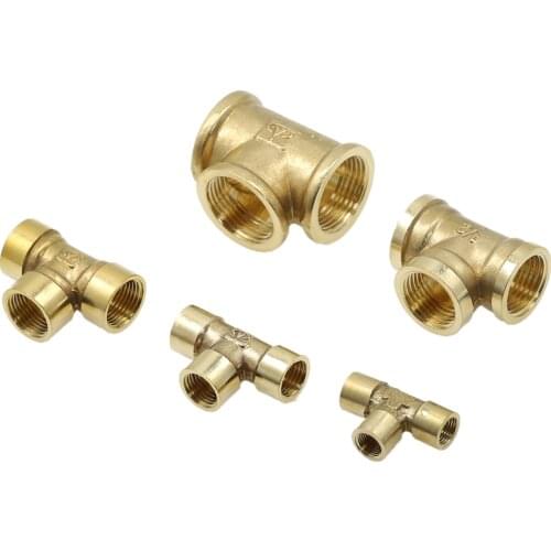 1PCS 1/8" 1/4" 3/8" 1/2" 3/4" BSP Female Thread 3 Way Tee Type Brass Pipe Fitting Adapter Coupler Connector For Water Fuel Gas
