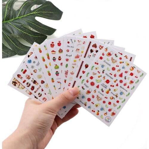 1Pc Lovely Sweet Dessert Style Nail Sticker 3D Self Adhesive Sticker Refreshing Fruit Series Stereoscopic Decoration Tools