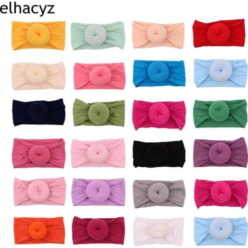 10pcs/lot Nylon Headbands Baby Round Ball Elastic Wide Soft Cotton Headwrap Hair Bands Newborn Children Kids Hair Accessories