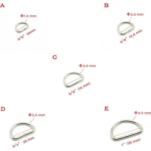 10pcs/pack D Ring Metal Ring Metal Clasp Belt Buckle Leather hardware bra hook Package accessories Webbing 10mm-25mm