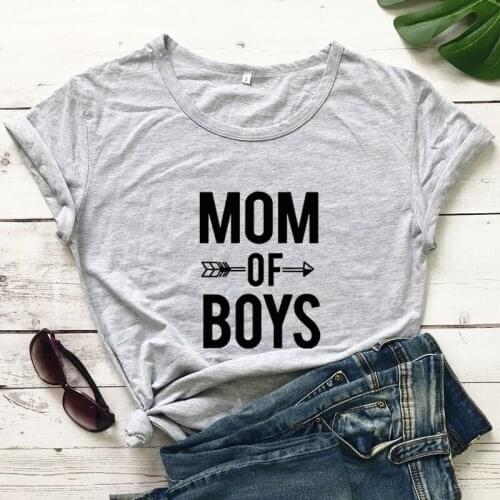100%Cotton Mom Of Boys T-shirt Cute Mothers Day Tshirt Funny Mom Life Tee Shirt Top