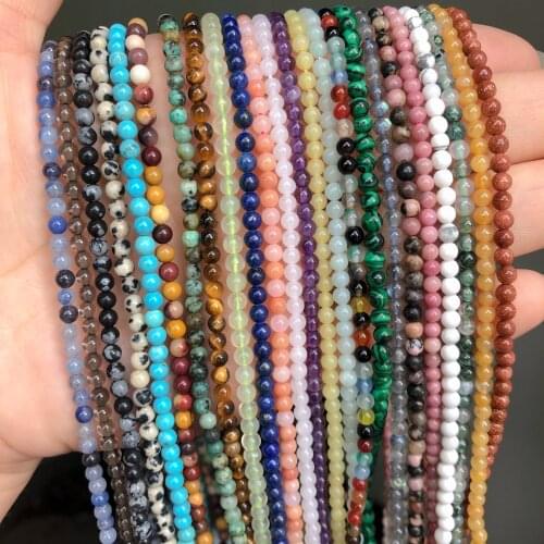 2-3mm Natural Stone Labradorite Agates Tiger Eye Quartz Beads Round Loose Beads For Jewelry Making DIY Earring Bracelet 15"Inch