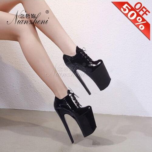20CM Lace Up Pumps High heels Fashion Sexy Show Models Pole dance shoes stripper heels Mature platform Nightclub Retro New style