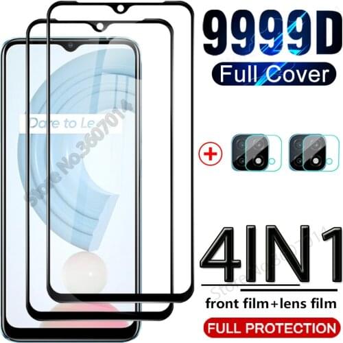 4in1 Full Cover Tempered Glass Case Realmi C11 2021 Glass For OPPO Realmy Realme C21 C11 C15 C3 HD Camera Lens Protective Film
