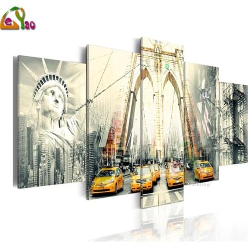 American metropolis Diamond Painting DIY Landscape Cross Stitch Full Square Round Drill Embroidery Handmade Home Decor 5 pcs