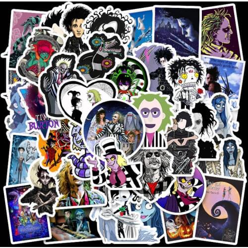 50PCS Tim Burton Movie Stickers Beetlejuice&Corpse Bride Stickers For Kids Luggage Skateboard Laptop Children Toy