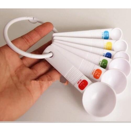 New Arrival 6PC White Measuring Spoon Tea Scoop Teaspoon Baking Cooking Kitchen Tool