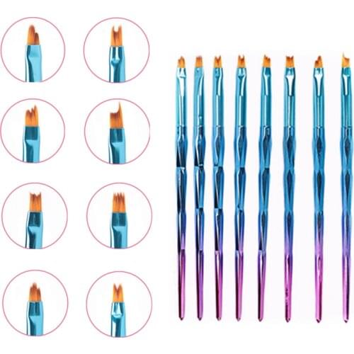 8pcs/set Gradient Nail Art Brush Nail Art Petal Painting Pen DIY Nail Drawing Pen for Acrylic UV Gel Nail Polish
