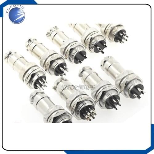 5PCS/lot 6PIN 12mm aviation plug GX12-6 core round screw type air connector male and female jack and socket