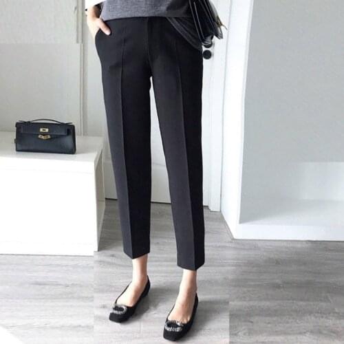 Women Ankle-Length Trousers High Waist Sloid Straight Pants Streetwear Fashion Female Office Lady Pantalon Femme