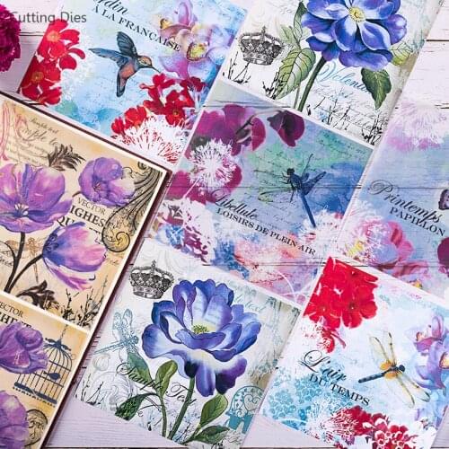 2019 8Pcs/lot Purple Dream Flowers Material Background Paper Journal Diary Planner Scrapbooking Decorative DIY Craft Paper Photo