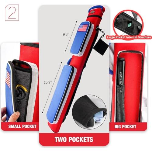 KONLLEN Billiards Case 6 Holes 2 Butts 4 Shafts Handmade 5.5*12.5*88cm Oval Embroidery Billiard Bag Billiards Accessories