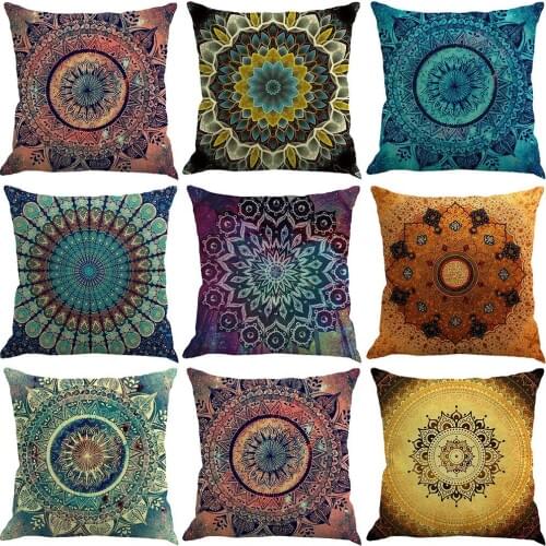 Bohemian Geometric Patterned Square Pillowcase Living Room Sofa Throw Pillow Case 45x45cm Decorative Pillowslip Bedclothes