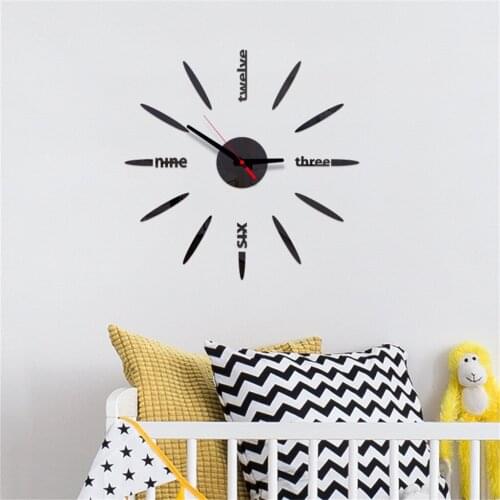 DIY digital Wall Clock 3D Mirror Surface Sticker Silent Clock Home Office Decor wall Clock for bedroom office