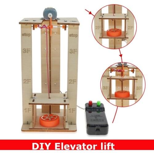 DIY Electric Remote Control Lift Elevator Wooden Model Kit Science School Projects Experiment Science Toys For Kids Education