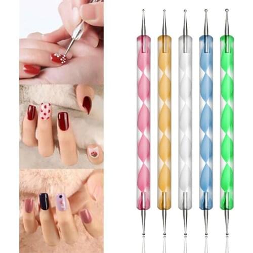 DIY Double-headed Spiral Point Drill Pen Crystal Rod Point Flower Pen 5pcs Nail Pen Set Nail Point Drill Tool