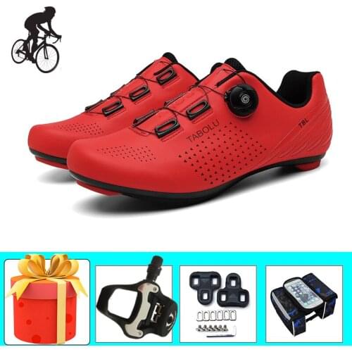 Road Bike Shoes Breathable Self-locking Zapatos Ciclismo Cycling Sneakers Add Pedals Wear-resistant Riding Bicycle Flat Shoes