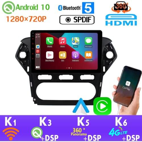 1280*720P PX6 4+64G Android 10.0 For Ford Mondeo 2011-2012 AT MT GPS Radio Head Unit auto CarPlay 360 4*AHD Camera SPDIF HDMI