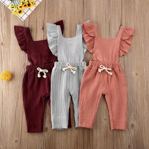 Infant Baby Girl Cotton Romper Jumpsuit Ruffle Outfits Summer Sleeveless Baby Girl Clothes Rompers