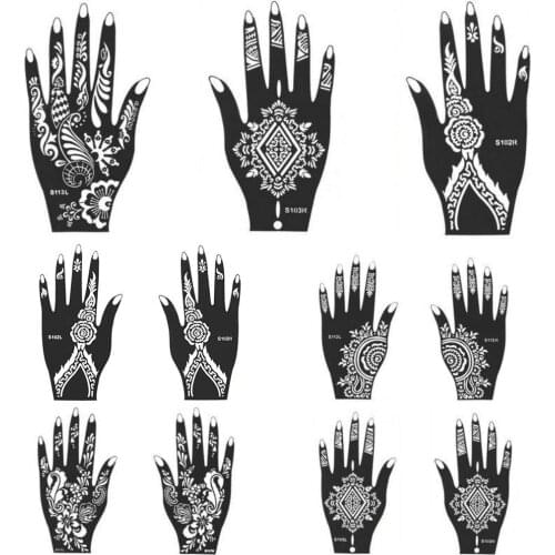 India Henna Temporary Tattoo Stencil Kit Man Women Hand Body Art Decal Decor
