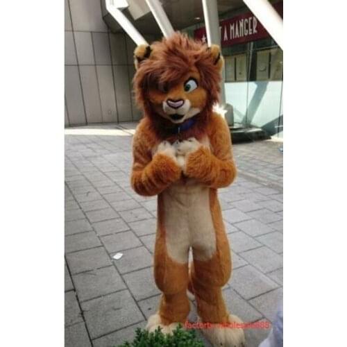 2019 Carnival Brown Lion Mascot Costume Forest King Cos Party Dress Adults Size Cosplay Cartoon Character Mascot Costume Gift