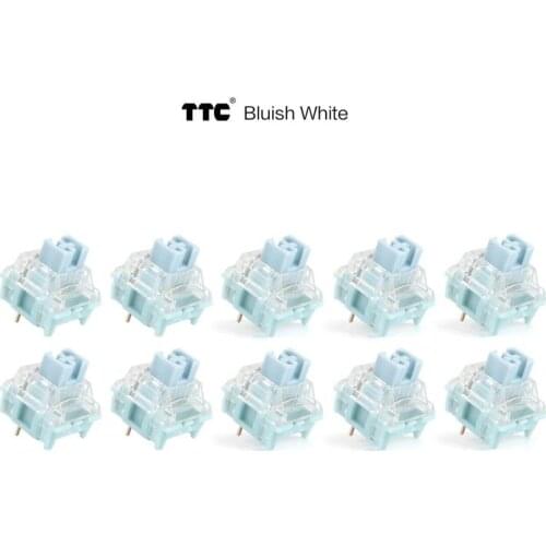 TTC Bluish White Silen Switch Linear Custom Gaming Mechanical Keyboard GH60 GK61 SK87 PCB Mx Switch 37G Button Milk Green Switch