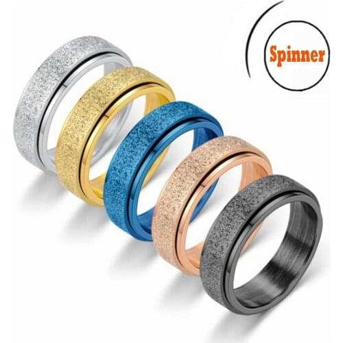 Colorful Matte Anxiety Rings For Women Fidget Spinner Rings Punk Rotating Freely Titanium Steel Stress Accessories Jewelry