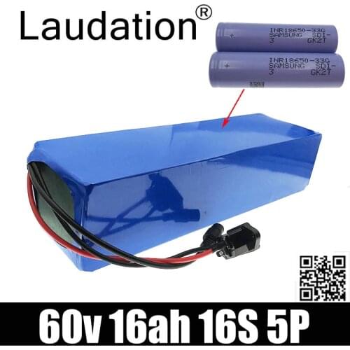 Laudation 60v 16ah Electric Scooter Lithium Battery High Quality 18650 Pack 16S 5P 67.2V For 750W Motor Scooter With 30A BMS