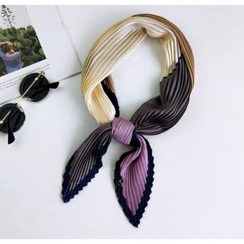 MoriBty 70cm Women Silk Square Scarf Bandanas Crinkle Luxury Print Summer Handkerchief Wraps Foulard Femme Neck Ties Hair Ribbon