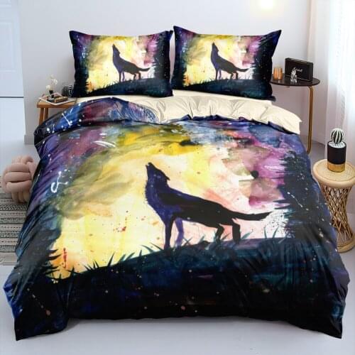 Duvet Cover Sets Animal Wolves King,Queen,Full Digital Printing Comforter Covers 3pcs Bed Linen Bedding Set Cream 260x220cm Size