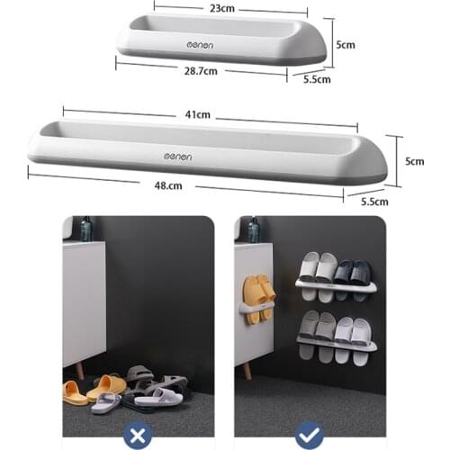 New Slippers Rack Wall/Door Self Adhesive Shelf Shoe Rack for Bathroom/Living Room Flip Flop Loafer Rack Waterproof Organizer