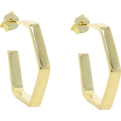 Anti-allergy 100% real 925 sterling silver hoop earrings simple vintage geometric hexagon hoops silver jewelry for women girls