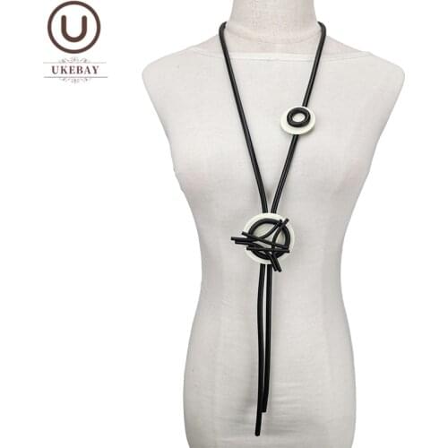 UKEBAY New Long Statement Necklaces Women Rubber Necklace Handmade Gothic Jewelry Vintage Ethnic Clothes Chain Accessories Gift