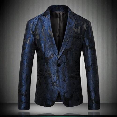 New Male Jacket 2020 Arrival Noble Flowers Pattern Printed Mens Personality Slim Fit Floral Stylish Blazers For Men 6602