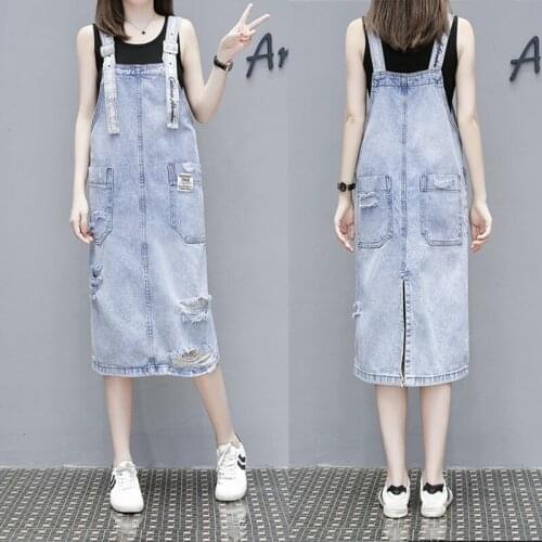 New womens dresses denim fabric suspenders dresses women clothing summer/autumn clothing european jeans dress