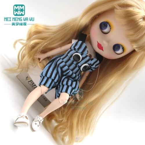 1pcs Blyth Doll Clothes fashion T-shirt, cartoon big-eye pants for 28-30cm Blyth Azone 1/6 doll accessories