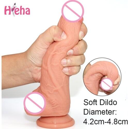 Skin Feeling Realistic Big Dildo Flexible Penis Huge Dick with Suction Cup Strap-on Female Masturbation Strapon Dildo for Women