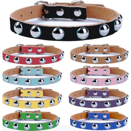 Pet Dog Collar Leather Punk Rivet Puppy Dog Cat Collar rivet for small Dog Necklace Pets Product Collar halsband hond perros