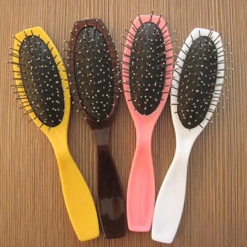 Professional Brush Bristle Comb Massage Anti-Static Dark Brown Color Hair Extension Loop Brush Wig Care Comb Pink