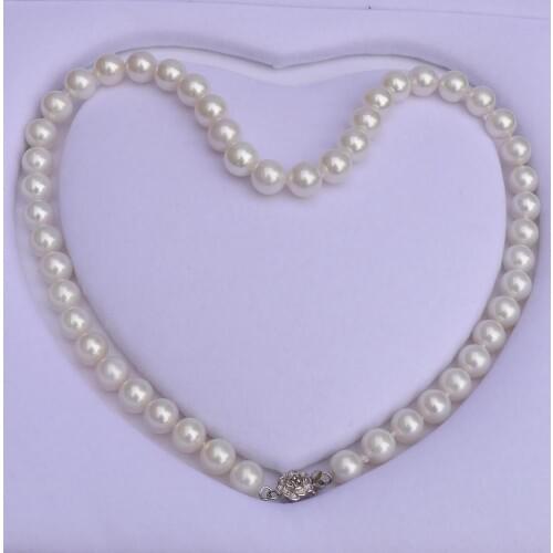 Luxury Authentic Pearl 9-10mm bright light natural pearl necklace fine jewelry
