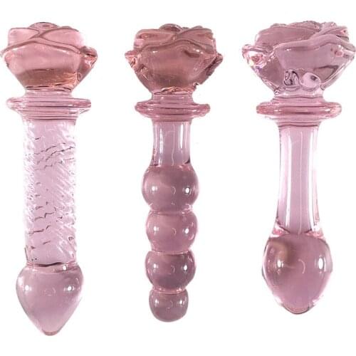 Flower Crystal Glass Anal Plug Masturbation Sex Toys For Women Men Butt Plug Adult Products Pink Prostate Massager Anal Sex Toys