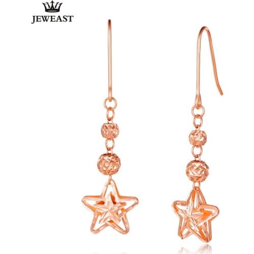 18K Pure Gold Earring Real AU 750 Solid Gold Earrings Beautiful Hollow Star Trendy Classic Party Fine Jewelry Hot Sell New 2020