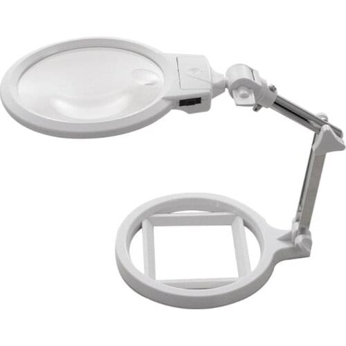 Foldable 5X Magnifying Glass Multi-functional Flexible Desktop Embroidery Reading Loupe Magnifier with LED Light