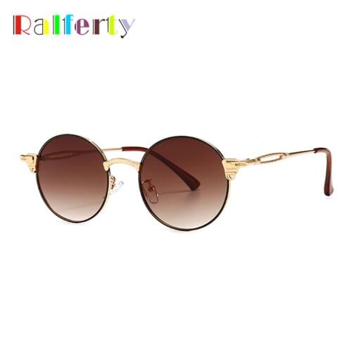 Ralferty Vintage Circle Sunglasses for Men Steampunk Round Glasses Anti UV Shades for Women 2021 Male Sunglases Oculos C2231