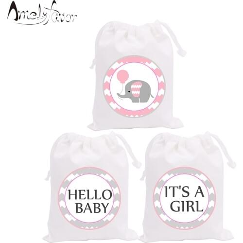 Girl Baby Shower Theme Party Bags Candy Bags Gift Bags Pink Elephant Decorations Grand Event Birthday Party Container Supplies