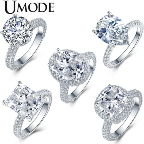 UMODE 2019 New High Quality Crystal Ring Wedding Rings For Woman Luxury Full Zircon Ring Jewelry Gifts Girl UR0580X