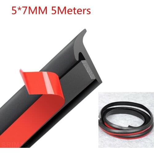 5MM*7MM 5M T-Type Rubber Sealing Strip Black For Car Edge Trim Bumper Lip Side Skirt Sealing Strip Skirt Fender