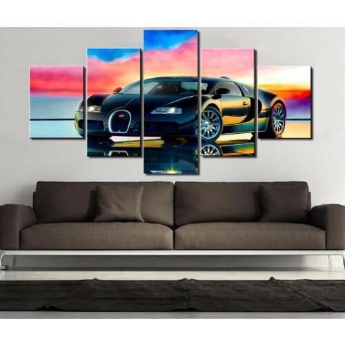 5 Piece Great Black Supercar Poster Wall Art Dream Strong Ca Print Wall Art Canvas Painting Wall Decor for Living Room No Framed