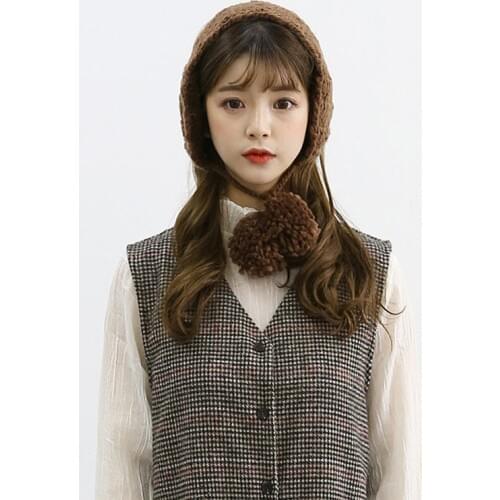 Women Knitted Earmuffs Fashion New Korean Style Cute Pure Color Plush Ball Handmade Windproof Warm Autumn Winter Accessories